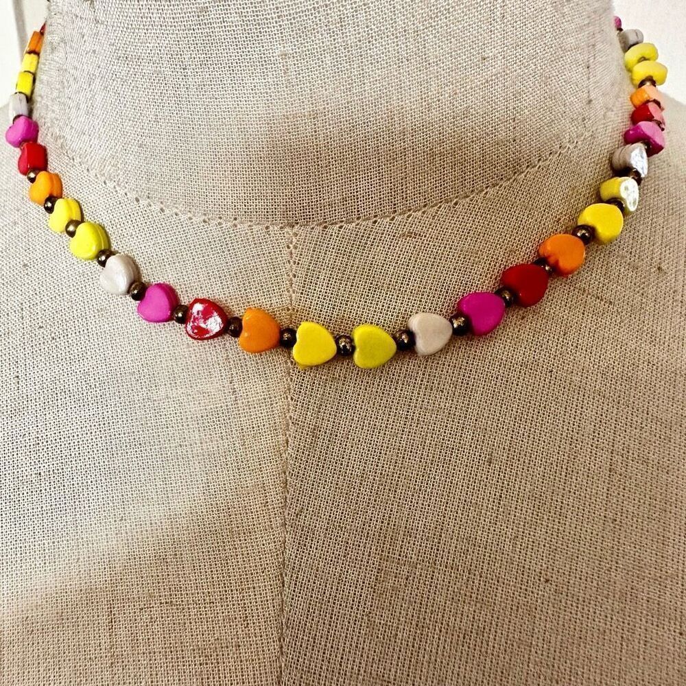 Colorful heart  vintage choker necklace